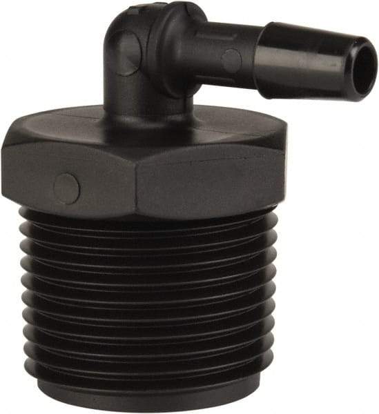 Made in USA - 1/4" Barb, 1/4, Nylon Single Barbed Tube Elbow - Black, Male - Industrial Tool & Supply