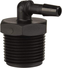 Made in USA - 1/4" Barb, 1/4, Nylon Single Barbed Tube Elbow - Black, Male - Industrial Tool & Supply