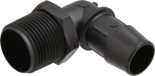 Made in USA - 3/4" Barb, 3/4, Nylon Single Barbed Tube Elbow - Black, Male - Industrial Tool & Supply