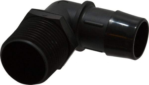 Made in USA - 1" Barb, 1, Nylon Single Barbed Tube Elbow - Black, Male - Industrial Tool & Supply