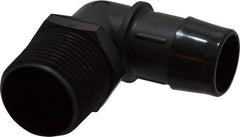 Made in USA - 1" Barb, 1, Nylon Single Barbed Tube Elbow - Black, Male - Industrial Tool & Supply
