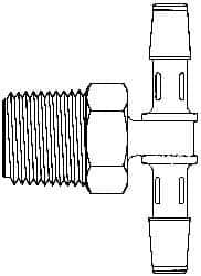 Made in USA - 1/4" Barb, 1/4, Polypropylene Single Barbed Tube Branch Tee - White, Male - Industrial Tool & Supply
