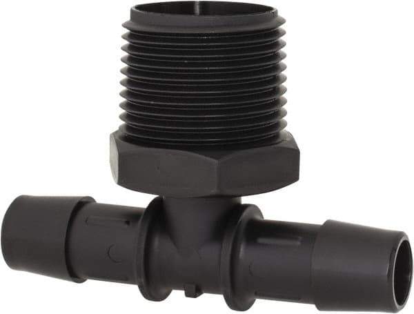 Made in USA - 1/2" Barb, 1/2, Nylon Single Barbed Tube Branch Tee - Black, Male - Industrial Tool & Supply