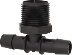 Made in USA - 1/2" Barb, 1/2, Nylon Single Barbed Tube Branch Tee - Black, Male - Industrial Tool & Supply