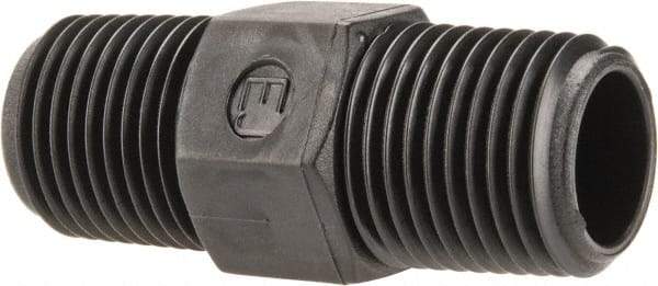 Made in USA - 1/8 NPT Nylon Threaded Tube Fitting - Black - Industrial Tool & Supply
