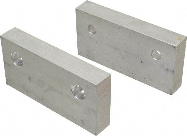 Gibraltar - 6" Wide x 3" High x 1" Thick, Flat/No Step Vise Jaw - Soft, Aluminum, Fixed Jaw, Compatible with 6" Vises - Industrial Tool & Supply