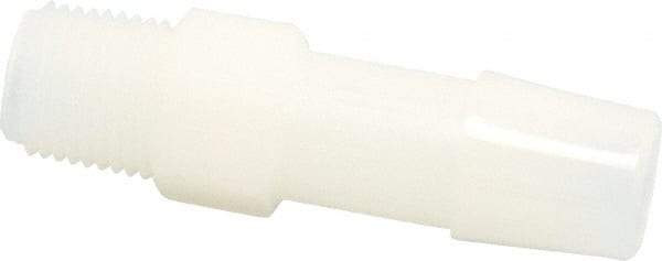 Made in USA - 3/8" Barb, 3/8, Nylon Single Barbed Tube Adapter - Natural, Male - Industrial Tool & Supply
