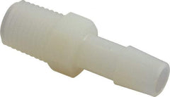Made in USA - 3/8" Barb, 3/8, Nylon Single Barbed Tube Adapter - Natural, Male - Industrial Tool & Supply