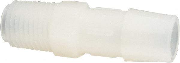 Made in USA - 1/2" Barb, 1/2, Nylon Single Barbed Tube Adapter - Natural, Male - Industrial Tool & Supply