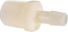 Made in USA - 3/8" Barb, 3/8, Nylon Single Barbed Tube Adapter - Natural, Male - Industrial Tool & Supply