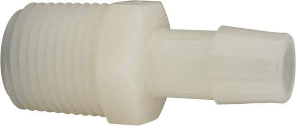 Made in USA - 1/2" Barb, 1/2, Nylon Single Barbed Tube Adapter - Natural, Male - Industrial Tool & Supply
