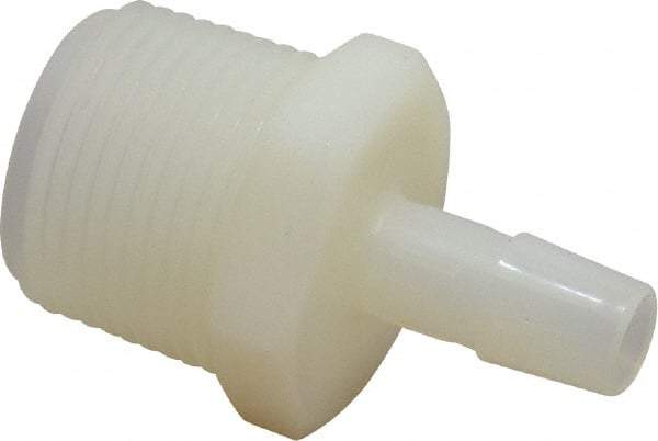 Made in USA - 3/8" Barb, 3/8, Nylon Single Barbed Tube Adapter - Natural, Male - Industrial Tool & Supply