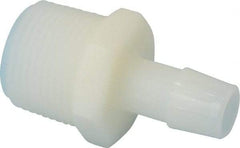 Made in USA - 1/2" Barb, 1/2, Nylon Single Barbed Tube Adapter - Natural, Male - Industrial Tool & Supply