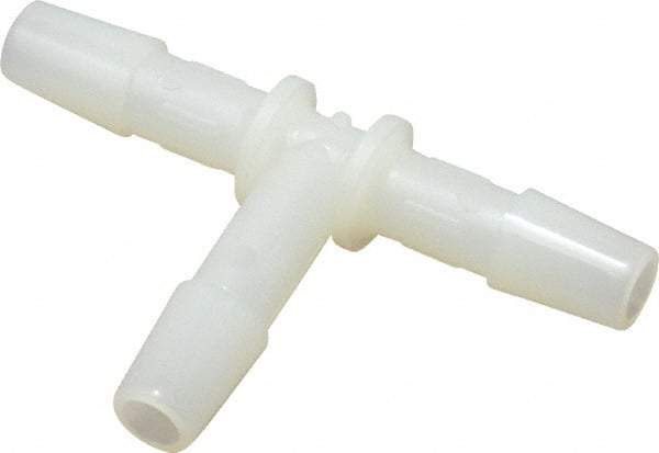 Made in USA - 1/4" Barb, Nylon Single Barbed Tube Tee - Natural - Industrial Tool & Supply