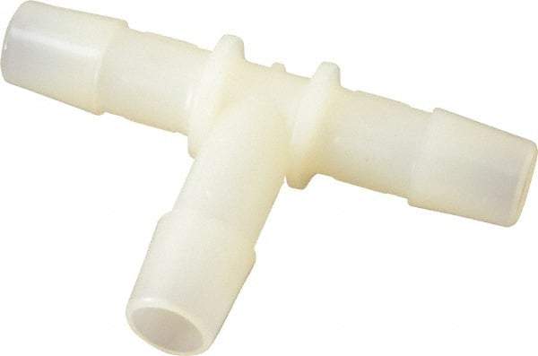 Made in USA - 3/8" Barb, Nylon Single Barbed Tube Tee - Natural - Industrial Tool & Supply