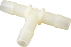 Made in USA - 3/8" Barb, Nylon Single Barbed Tube Tee - Natural - Industrial Tool & Supply