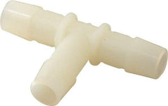 Made in USA - 1/2" Barb, Nylon Single Barbed Tube Tee - Natural - Industrial Tool & Supply