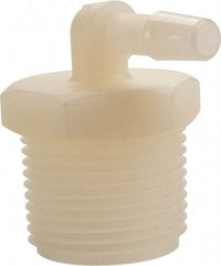 Made in USA - 1/4" Barb, 1/4, Nylon Single Barbed Tube Elbow - Natural, Male - Industrial Tool & Supply