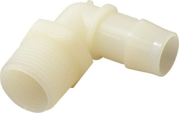 Made in USA - 3/4" Barb, 3/4, Nylon Single Barbed Tube Elbow - Natural, Male - Industrial Tool & Supply