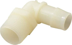 Made in USA - 3/4" Barb, 3/4, Nylon Single Barbed Tube Elbow - Natural, Male - Industrial Tool & Supply