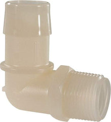 Made in USA - 1" Barb, 1, Nylon Single Barbed Tube Elbow - Natural, Male - Industrial Tool & Supply