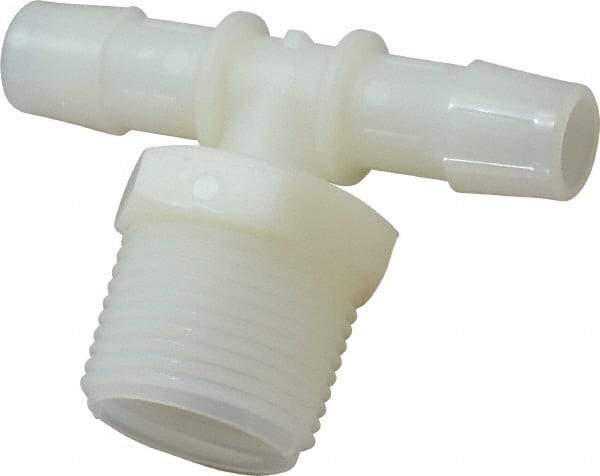 Made in USA - 1/2" Barb, 1/2, Nylon Single Barbed Tube Branch Tee - Natural, Male - Industrial Tool & Supply