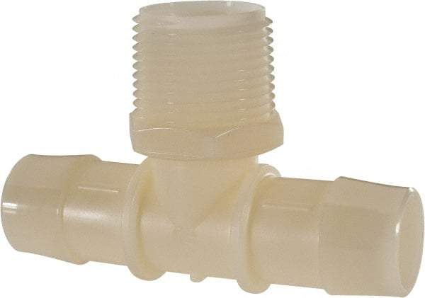 Made in USA - 1" Barb, 1, Nylon Single Barbed Tube Branch Tee - Natural, Male - Industrial Tool & Supply