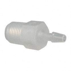 Made in USA - 1/8" Barb, 1/8, Polypropylene Single Barbed Tube Adapter - Natural, Male - Industrial Tool & Supply