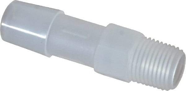 Made in USA - 3/8" Barb, 3/8, Polypropylene Single Barbed Tube Adapter - Natural, Male - Industrial Tool & Supply