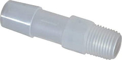 Made in USA - 3/8" Barb, 3/8, Polypropylene Single Barbed Tube Adapter - Natural, Male - Industrial Tool & Supply