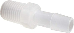 Made in USA - 3/8" Barb, 3/8, Polypropylene Single Barbed Tube Adapter - Natural, Male - Industrial Tool & Supply