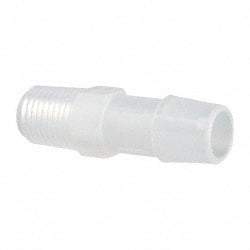 Made in USA - 1/2" Barb, 1/2, Polypropylene Single Barbed Tube Adapter - Natural, Male - Industrial Tool & Supply