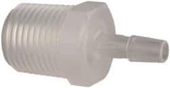 Made in USA - 1/4" Barb, 1/4, Polypropylene Single Barbed Tube Adapter - Natural, Male - Industrial Tool & Supply