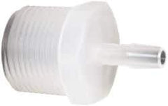 Made in USA - 1/4" Barb, 1/4, Polypropylene Single Barbed Tube Adapter - Natural, Male - Industrial Tool & Supply