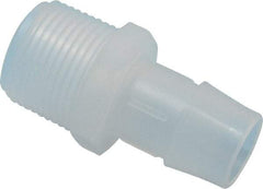 Made in USA - 3/4" Barb, 3/4, Polypropylene Single Barbed Tube Adapter - Natural, Male - Industrial Tool & Supply
