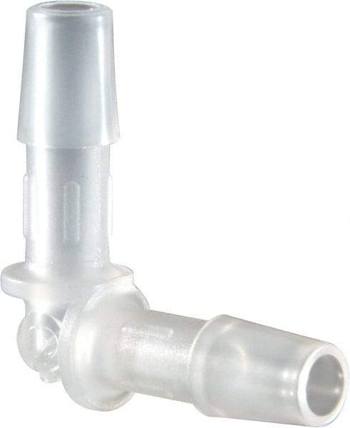 Made in USA - 1/4" Barb, Polypropylene Single Barbed Tube Elbow - Natural - Industrial Tool & Supply