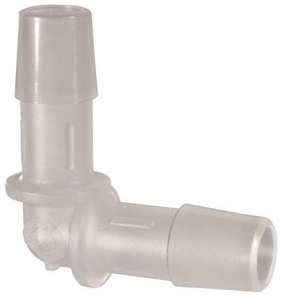 Made in USA - 3/8" Barb, Polypropylene Single Barbed Tube Elbow - Natural - Industrial Tool & Supply