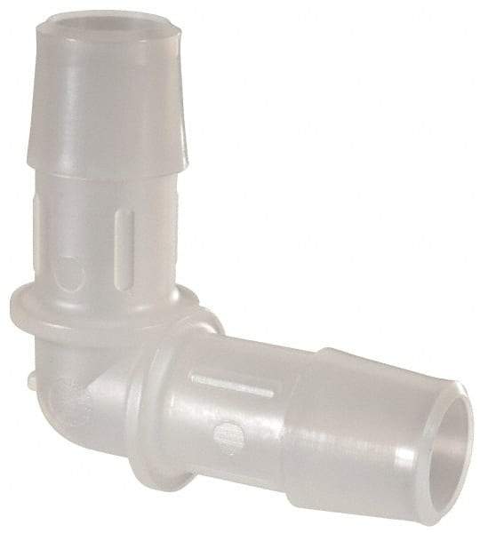 Made in USA - 1/2" Barb, Polypropylene Single Barbed Tube Elbow - Natural - Industrial Tool & Supply