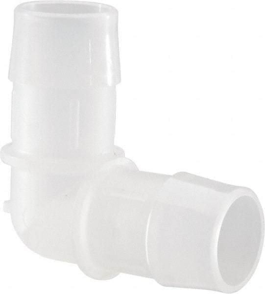 Made in USA - 1" Barb, Polypropylene Single Barbed Tube Elbow - Natural - Industrial Tool & Supply