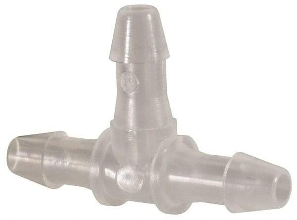 Made in USA - 3/32" Barb, Polypropylene Single Barbed Tube Tee - Natural - Industrial Tool & Supply