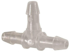 Made in USA - 3/32" Barb, Polypropylene Single Barbed Tube Tee - Natural - Industrial Tool & Supply