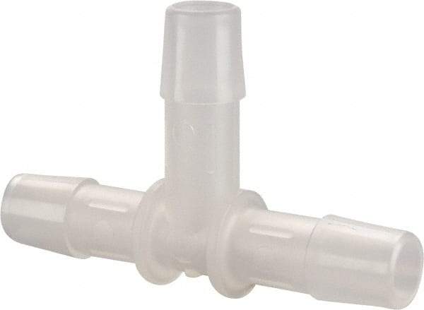 Made in USA - 3/8" Barb, Polypropylene Single Barbed Tube Tee - Natural - Industrial Tool & Supply