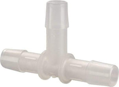 Made in USA - 3/8" Barb, Polypropylene Single Barbed Tube Tee - Natural - Industrial Tool & Supply