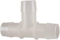 Made in USA - 1" Barb, Polypropylene Single Barbed Tube Tee - Natural - Industrial Tool & Supply