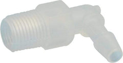 Made in USA - 3/16" Barb, 3/16, Polypropylene Single Barbed Tube Elbow - Natural, Male - Industrial Tool & Supply
