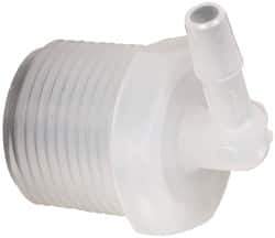 Made in USA - 1/4" Barb, 1/4, Polypropylene Single Barbed Tube Elbow - Natural, Male - Industrial Tool & Supply