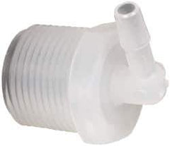 Made in USA - 1/4" Barb, 1/4, Polypropylene Single Barbed Tube Elbow - Natural, Male - Industrial Tool & Supply