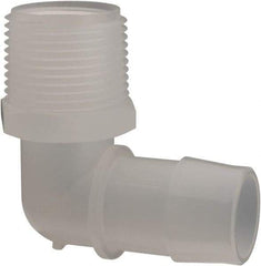 Made in USA - 1" Barb, 1, Polypropylene Single Barbed Tube Elbow - Natural, Male - Industrial Tool & Supply
