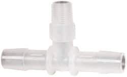 Made in USA - 3/8" Barb, 3/8, Polypropylene Single Barbed Tube Branch Tee - Natural, Male - Industrial Tool & Supply