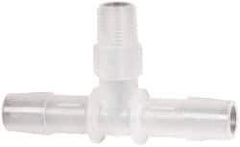 Made in USA - 3/8" Barb, 3/8, Polypropylene Single Barbed Tube Branch Tee - Natural, Male - Industrial Tool & Supply